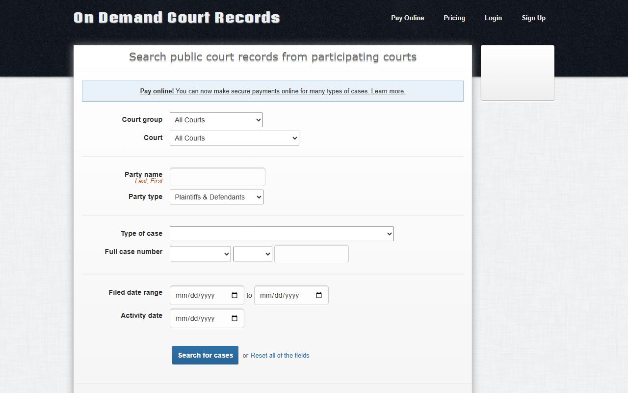 ODCR statewide search used for Alfalfa County court records