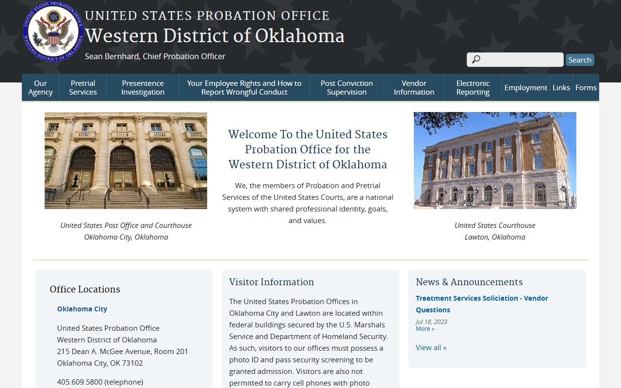 Alfalfa County federal supervision through the U.S. Probation Office for the Western District of Oklahoma