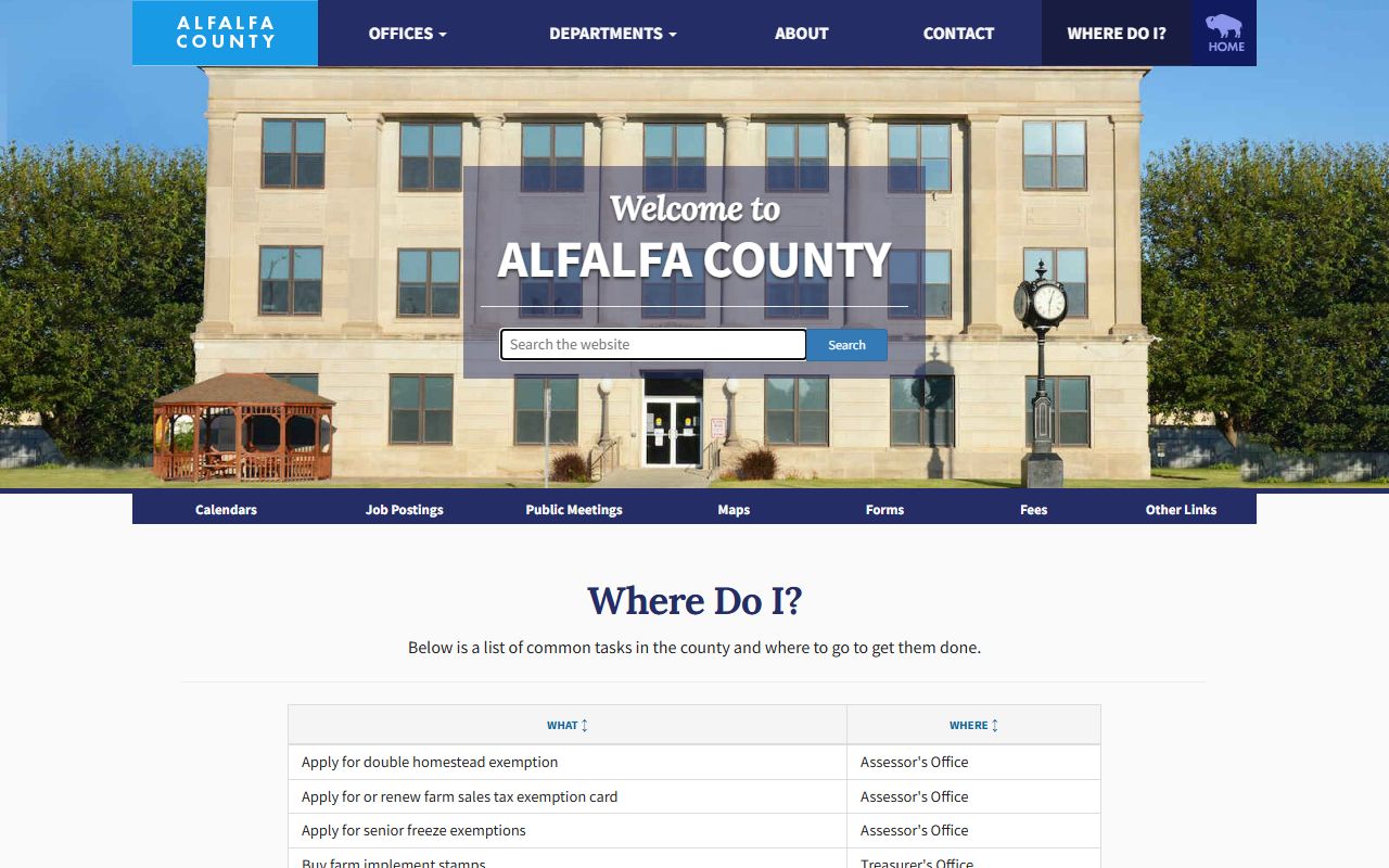 Alfalfa County where do I routing page for court records and licenses