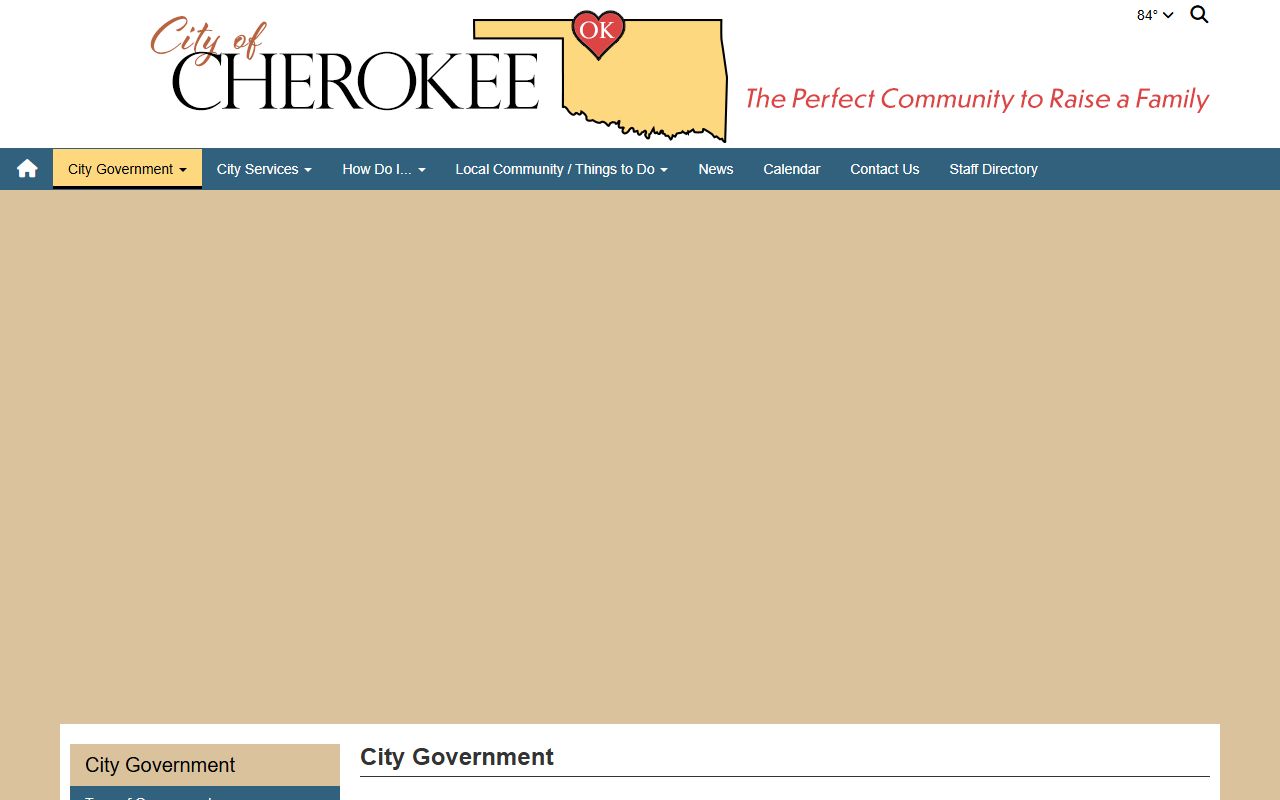 City of Cherokee page used to confirm Alfalfa County municipal traffic court meeting dates
