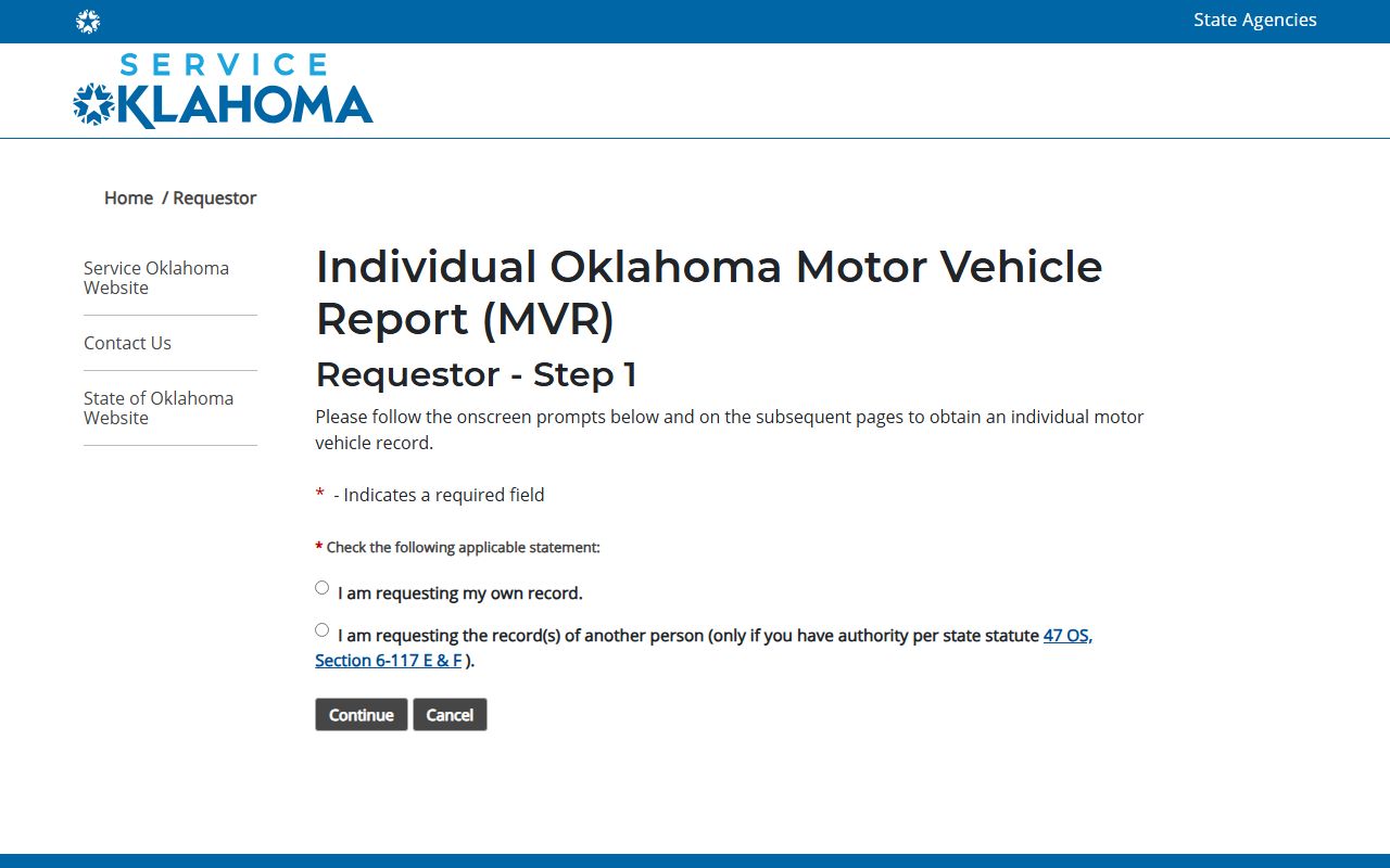 Service Oklahoma DPS motor vehicle record portal used alongside Alfalfa County traffic court records