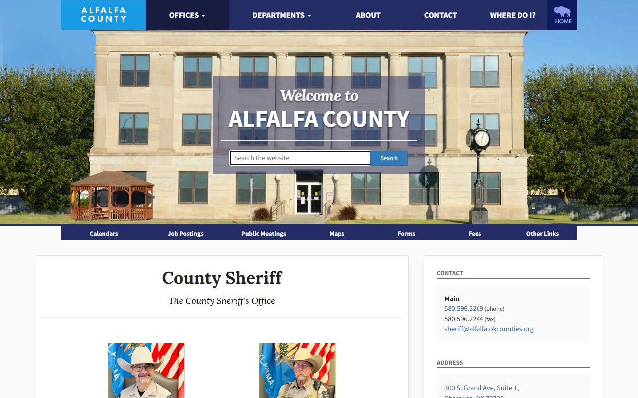 Alfalfa County warrant and process service authority on the Sheriff page